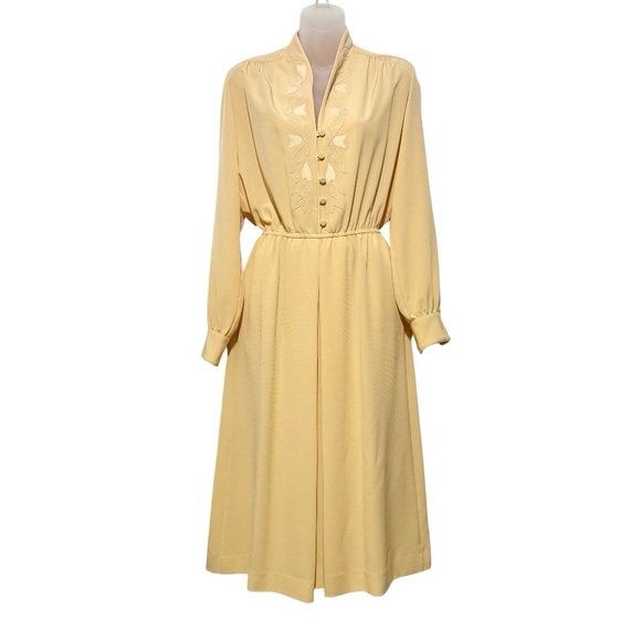 Vintage Adolph Schuman for Lilli Ann Creamy Yellow Dress, see measurements. - Picture 1 of 6